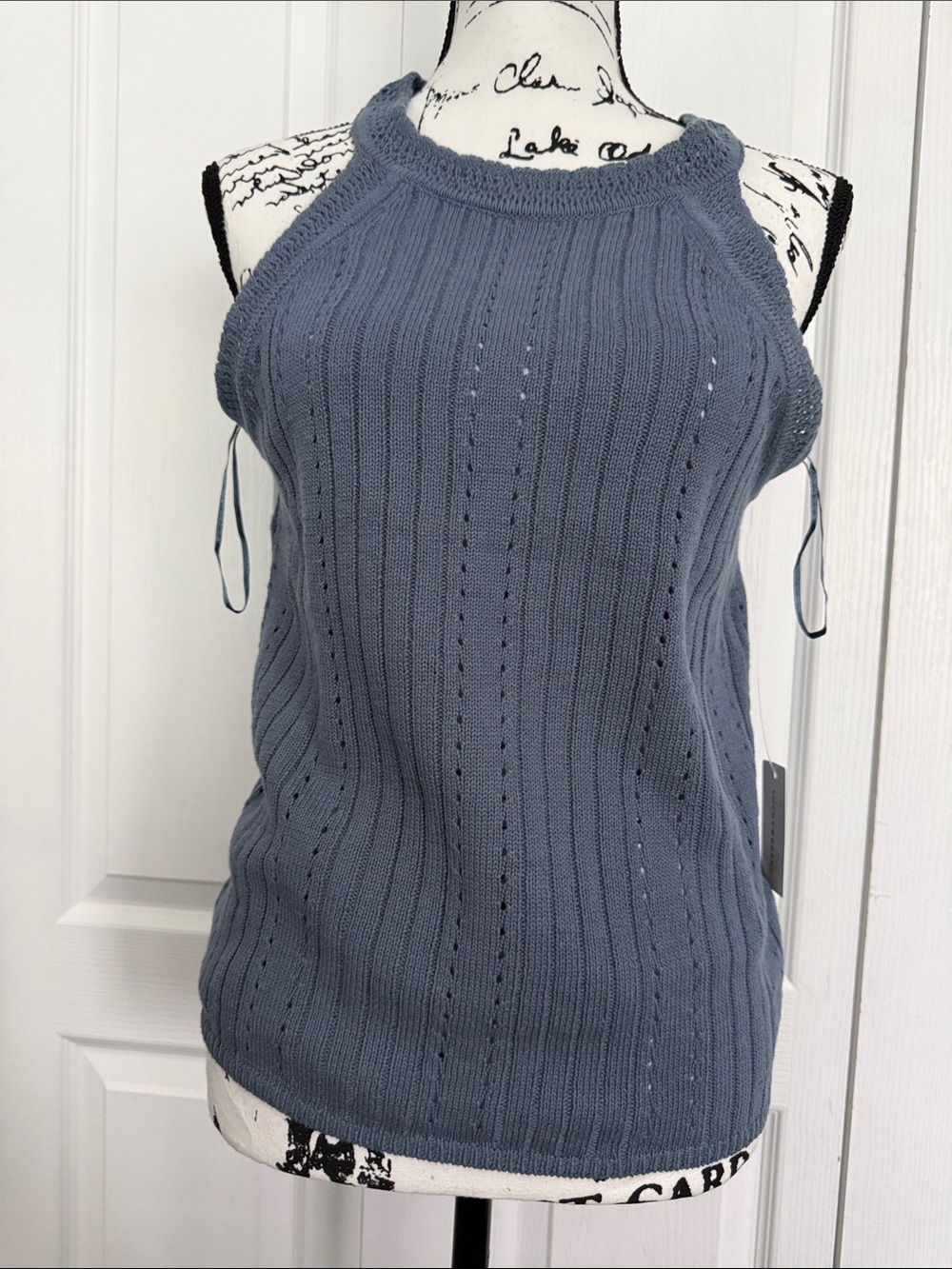 Lucky Brand Slate Blue Ribbed Halter Tank
